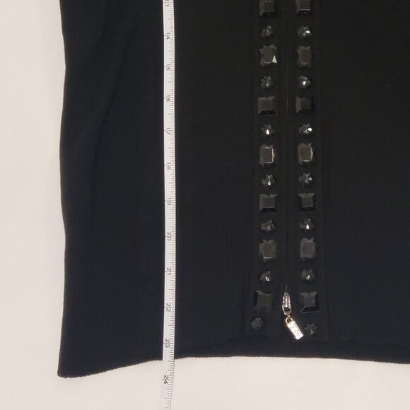 CACHE Women Size Medium Silk Beaded Cardigan Sweater Citycore Holiday Party Y2K - Picture 6 of 16